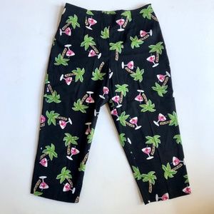 Vintage Briggs Martini & Palm Tree Print Cropped Pants